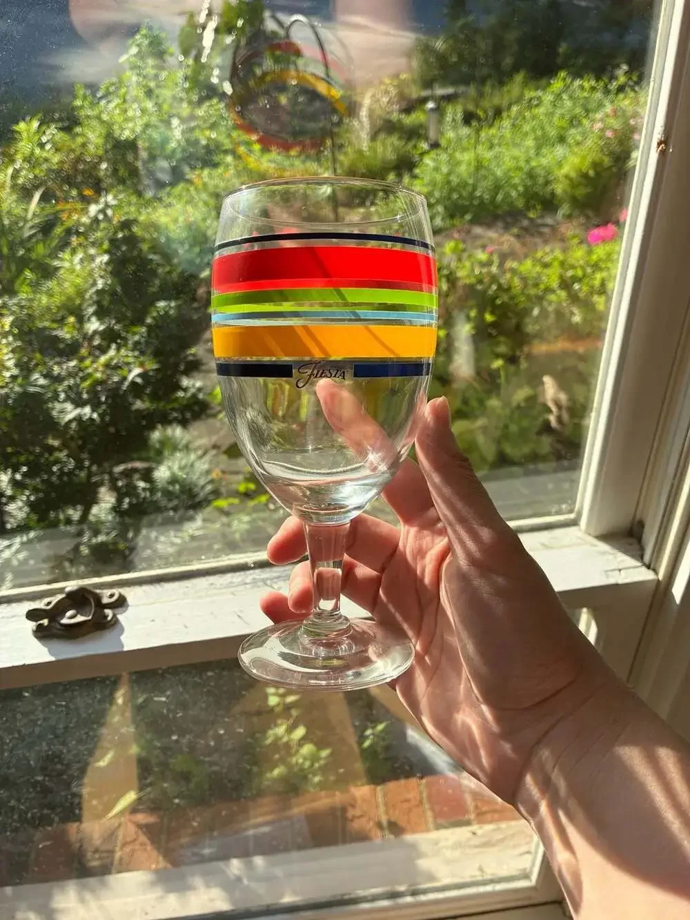 Libbey Mambo Fiesta Multi-Color Striped Footed Goblet